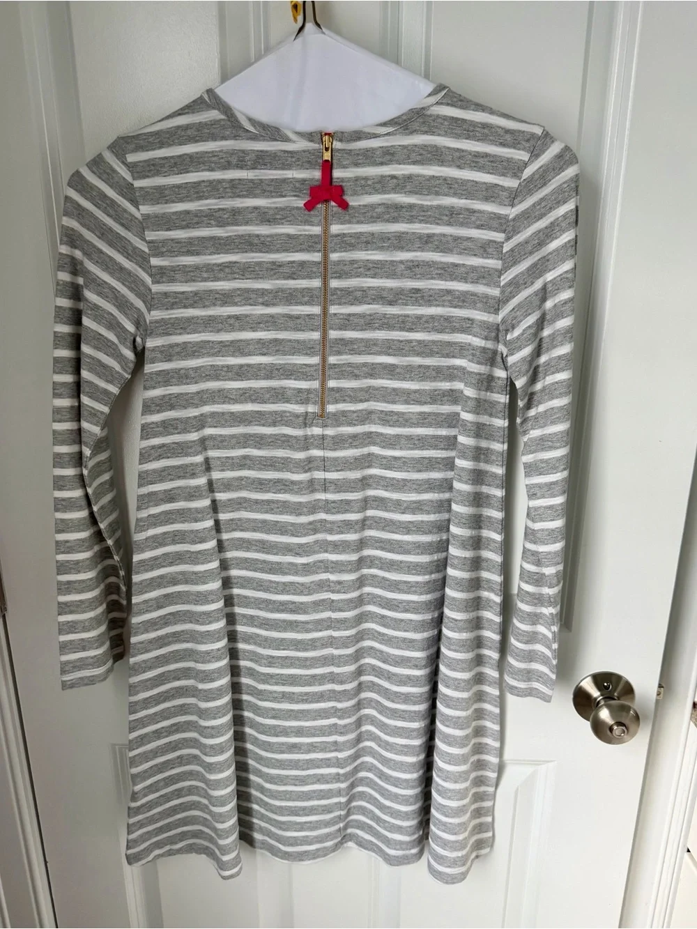 Vineyard Vines Girls' NWT Heather Gray & White Stripe Long-Sleeve Dress. Size L